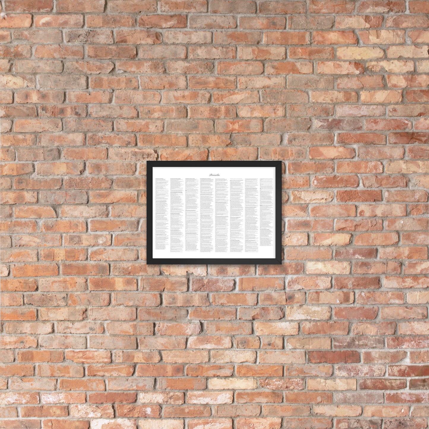 Book of Proverbs, framed poster with full book on one page, white background