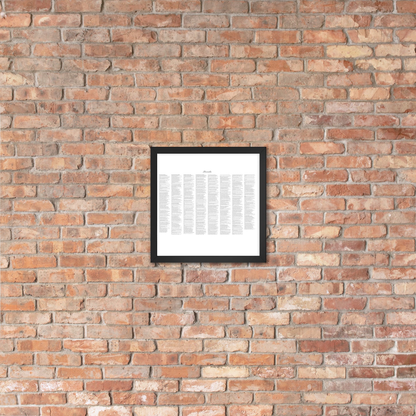 Book of Proverbs, framed poster with full book on one page, white background