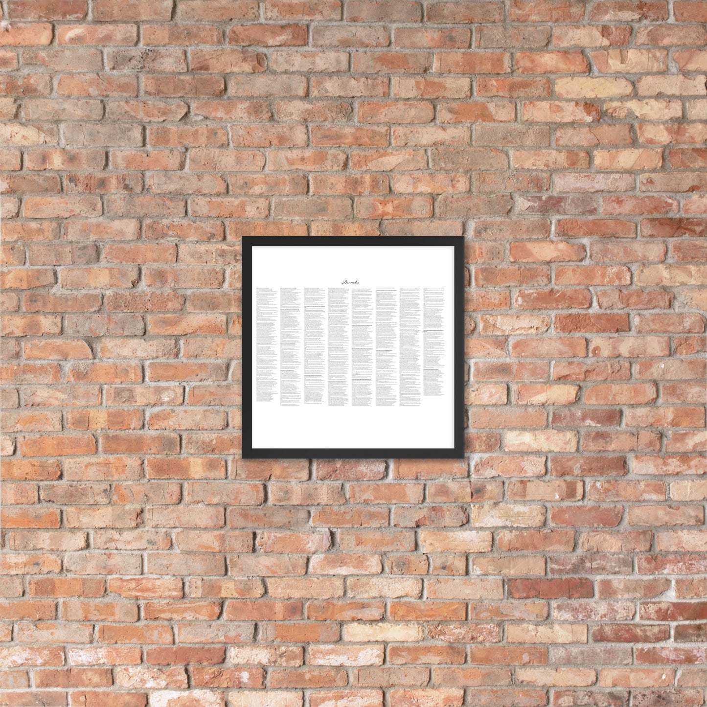 Book of Proverbs, framed poster with full book on one page, white background