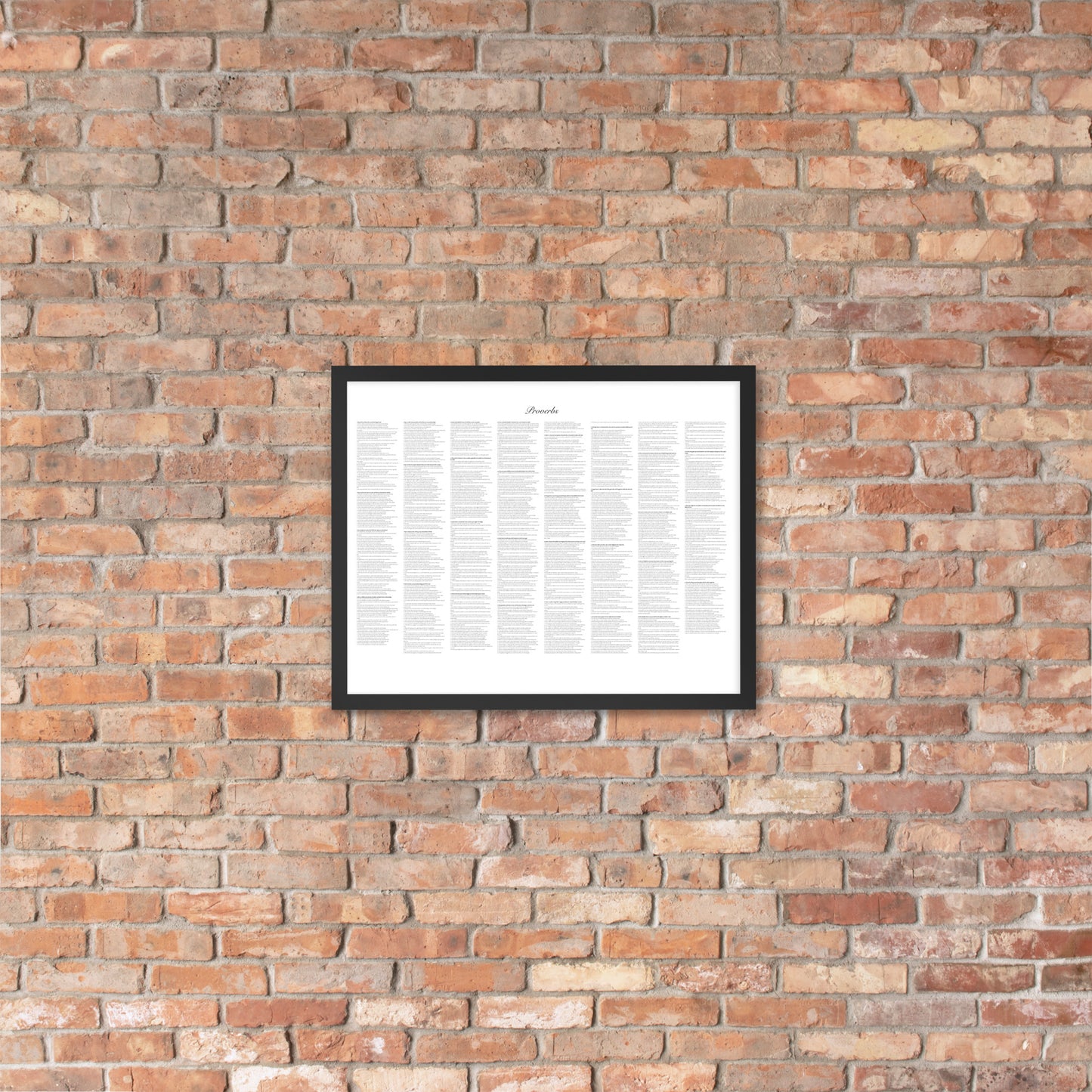 Book of Proverbs, framed poster with full book on one page, white background