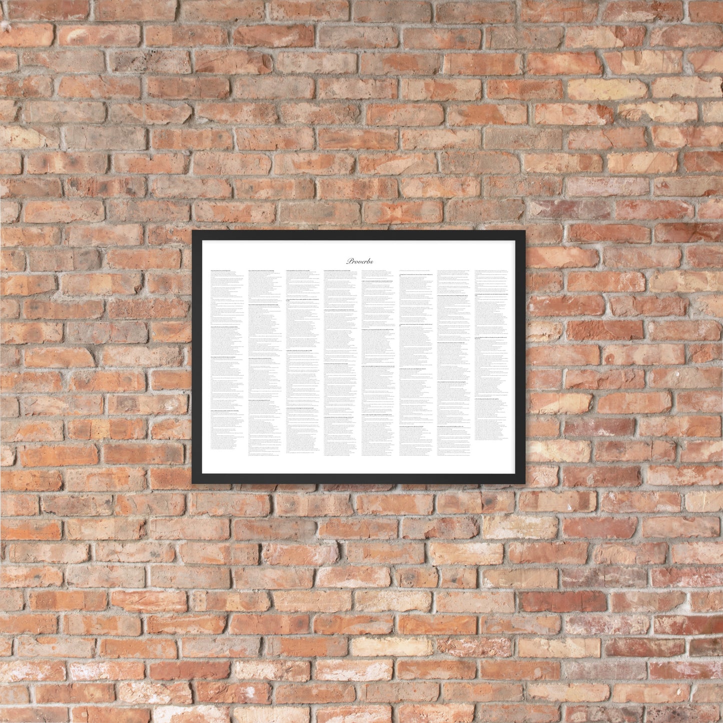 Book of Proverbs, framed poster with full book on one page, white background