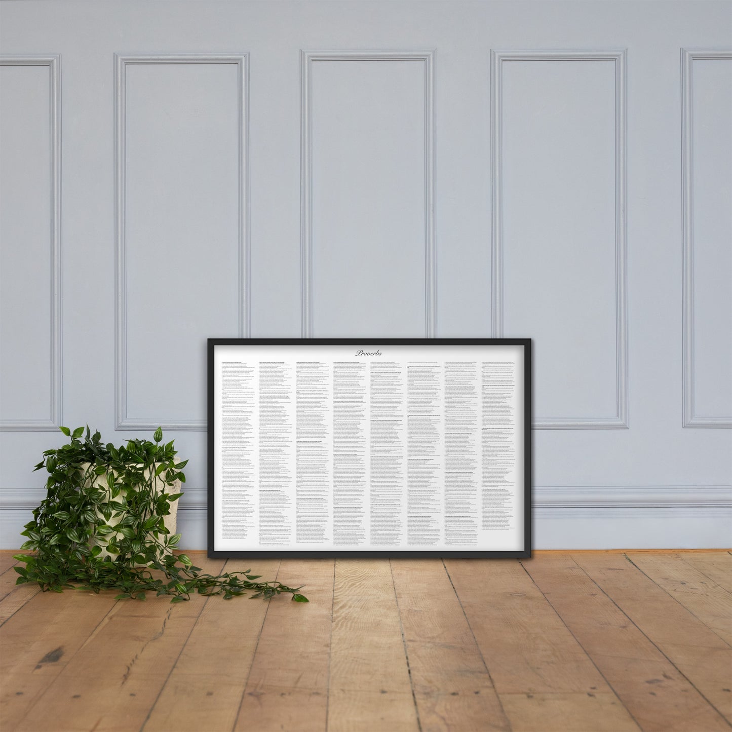 Book of Proverbs, framed poster with full book on one page, white background