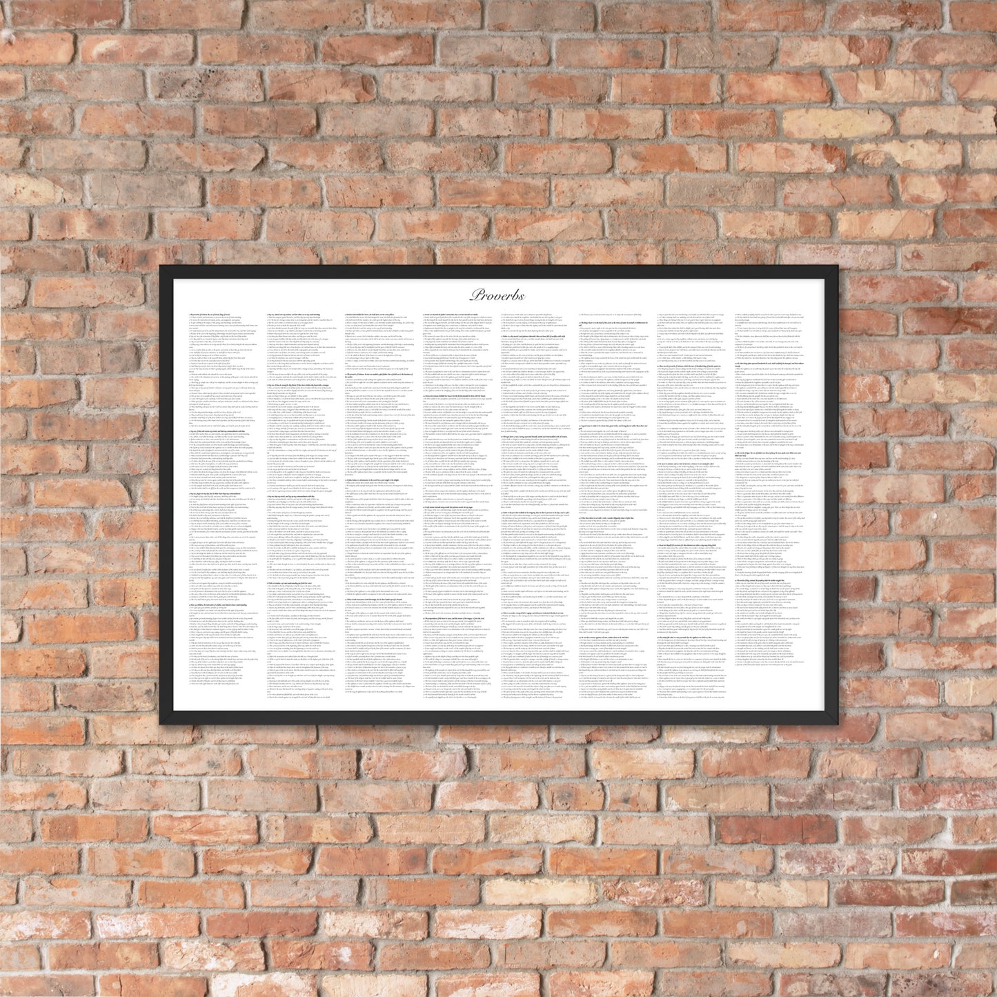 Book of Proverbs, framed poster with full book on one page, white background