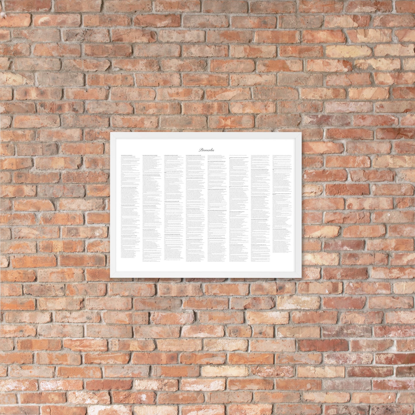 Book of Proverbs, framed poster with full book on one page, white background