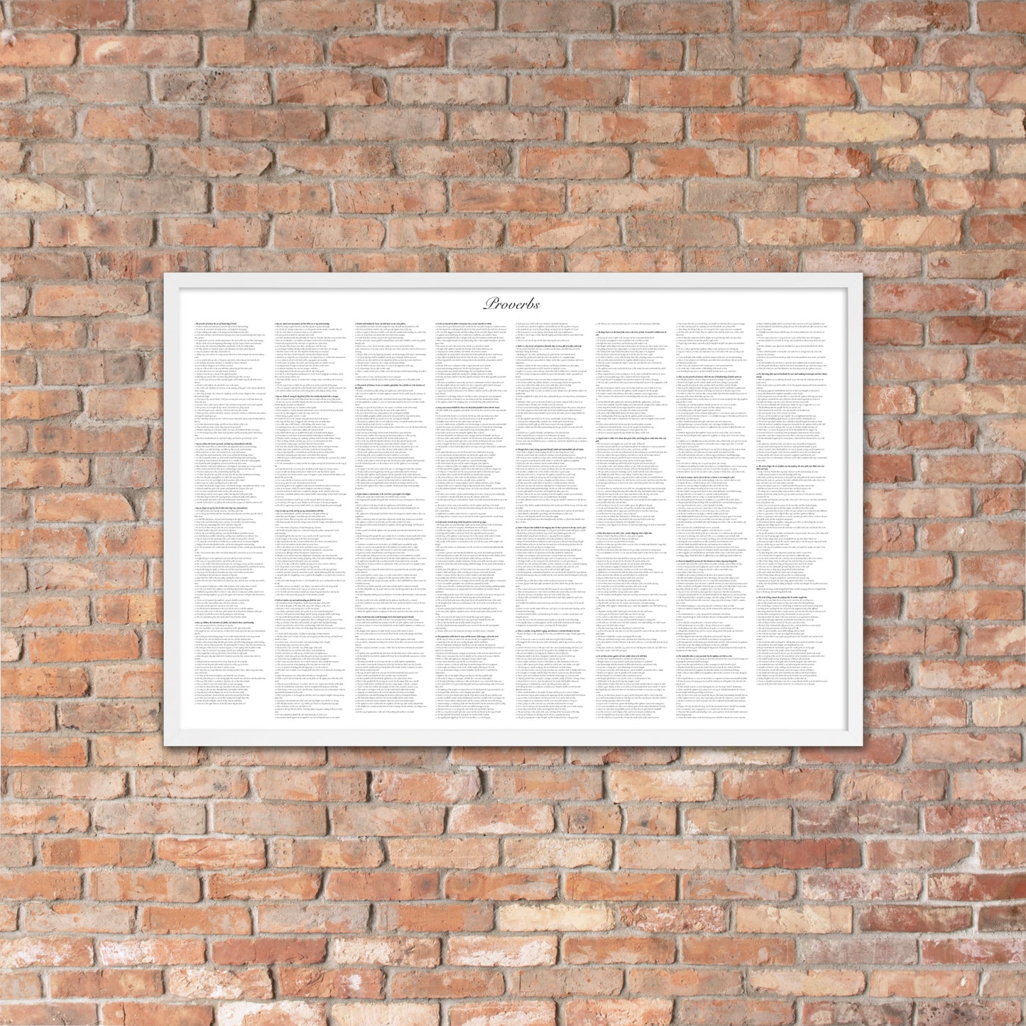 Book of Proverbs, framed poster with full book on one page, white background