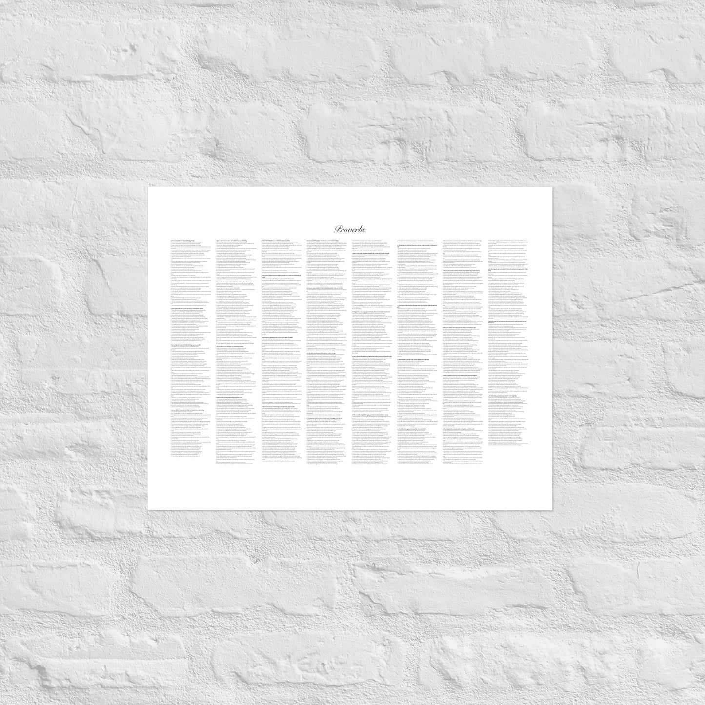 Book of Proverbs, poster with full book on one page, white background