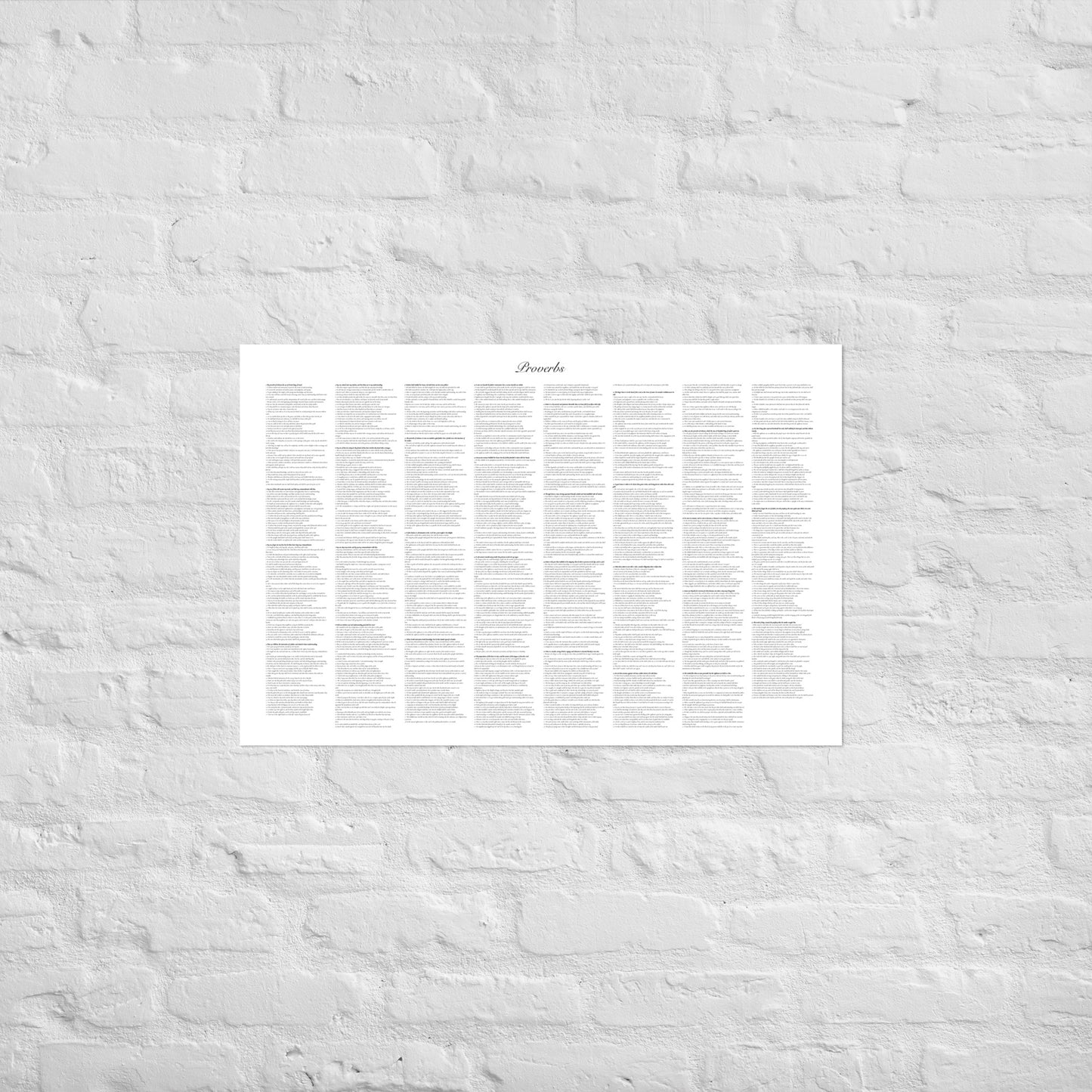 Book of Proverbs, poster with full book on one page, white background