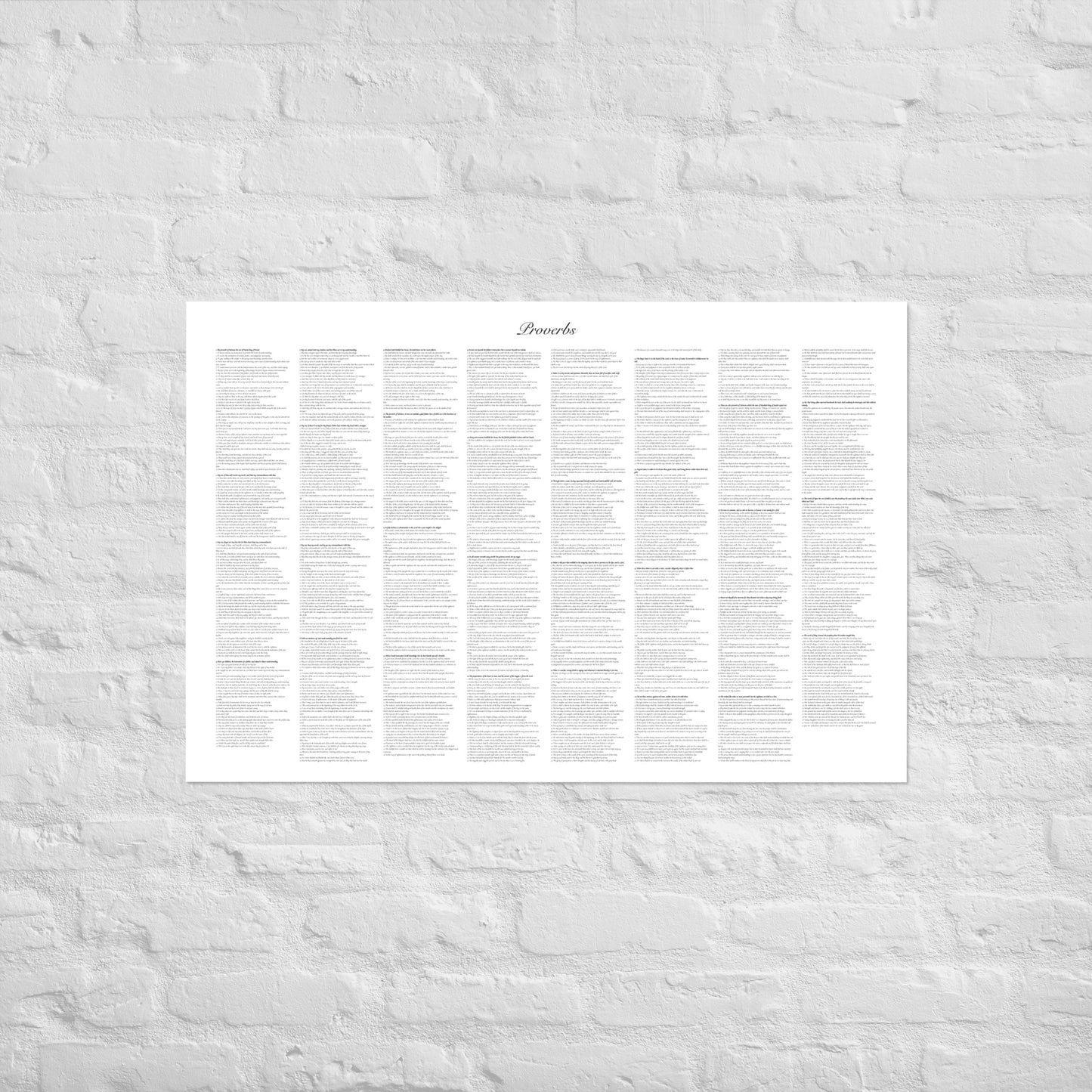 Book of Proverbs, poster with full book on one page, white background