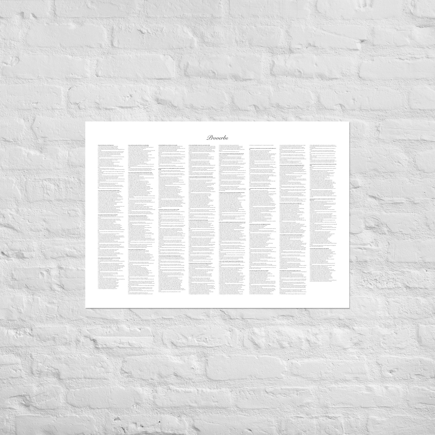 Book of Proverbs, poster with full book on one page, white background